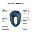 Satisfyer Power Ring - vízálló vibrációs péniszgyűrű (szürke)