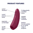 Satisfyer Curvy 1+ - App-vezérelt léghullámos csiklóizgató (piros)
