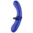 Satisfyer Double Crystal - kétvégű üveg dildó (kék)