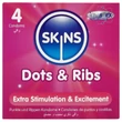 Skins - bordázott és pontozott óvszer (4db)