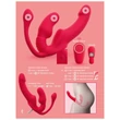 You2Toys Strapless - felcsatolható 3 ágú vibrátor (piros)