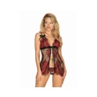 Obsessive Redessia - csipkés babydoll (piros-fekete)