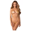 Obsessive Anyya - láncos bőrhatásű pántos body (arany)
