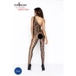 Passion BS036 - rózsás, nyitott overál (fekete) - S-L