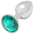 Sunfo - fém anál plug zöld kővel (ezüst)