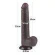 Sliding-Skin - tapadókorongos kétrétegű dildó - 20,8 cm (barna)