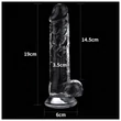 Lovetoy Flawless Clear - tapadókorongos dildó - 19 cm (átlátszó)