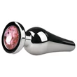 Easytoys Metal No.11 - pink köves kúp anál plug (ezüst, 3,5 cm)