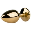 Easytoys Metal No.1 - lila köves kúp anál plug - arany (2,5cm)
