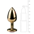 Easytoys Metal No.1 - lila köves kúp anál plug - arany (2,5cm)