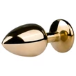 Easytoys Metal No.1 - fehér köves kúp anál plug (arany, 2,5 cm)