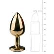 Easytoys Metal No.1 - fehér köves kúp anál plug (arany, 2,5 cm)