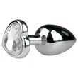 EasyToys Metal No.2 - anál plug szíves kővel (ezüst-fehér)