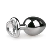 Easytoys Metal No.7 - szíves anál plug fehér kővel (ezüst)