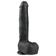 Easytoys - tapadókorongos, herés nagy dildó (29,5 cm, fekete)