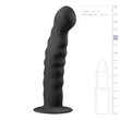 Easytoys Ribbed - tapadótalpas anál dildó (14cm) - fekete