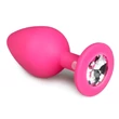 Easytoys Diamond - fehér köves anál plug (közepes, pink)