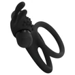 Easytoys Share Ring - vibrációs pénisz- és heregyűrű (fekete)