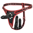 Easytoys - felcsatolható alsó tripla dildóval (fekete)