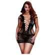 BACI Plus Size - fűzős, rövidujjú miniruha (fekete, XL-XXL)