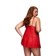 BACI Plus Size - nyitott, pöttyös babydoll - piros (XL-XXL)