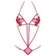 Obsessive Luiza - tulipános, pántos body (piros, S/M)