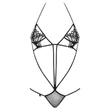 Obsessive Luiza - tulipános, pántos body (fekete, S/M)