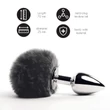 FEELZTOYS - fém anál plug nyuszifarokkal (ezüst-fekete)