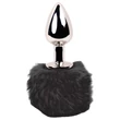 FEELZTOYS Bunny Tails - fém anál plug nyuszifarokkal (ezüst-fekete)