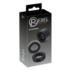 Rebel Ball - pénisz- heregyűrű és nyújtó szett - (fekete)
