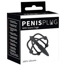 Penisplug - szilikon makk ketrec dilátorral (fekete)