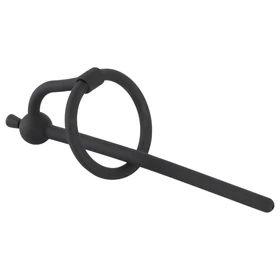 Penisplug - szilikon dilátor makkgyűrűvel (0,6 mm, fekete)
