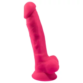 Silexd 7 - tapadókorongos, herés dildó - 17,5 cm (pink)