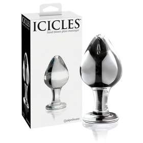 Icicles No. 25 - kúpos, üveg anál plug (átlátszó)
