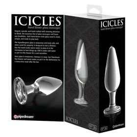 Icicles No. 26 - kúpos, üveg anál plug (átlátszó)