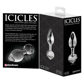 Icicles No. 44 - kúpos, üveg anál plug (átlátszó)
