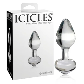 Icicles No. 44 - kúpos, üveg anál plug (átlátszó)