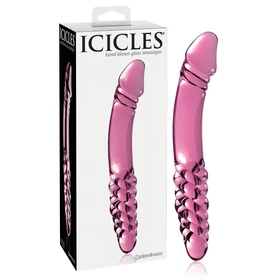 Icicles No. 57 - péniszes kétvégű üveg dildó (pink)
