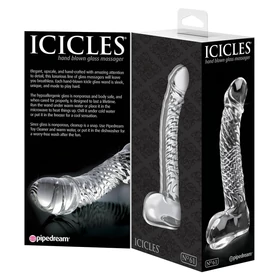 Icicles No. 61 - herés, péniszes üveg dildó (átlátszó)