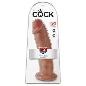 King Cock 10 - nagy tapadókorongos dildó (25 cm) - sötét natúr