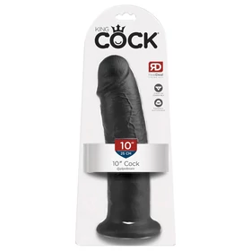 King Cock 10 - tapadókorongos dildó (25 cm, fekete)