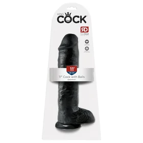 King Cock 11 - nagy tapadókorongos, herés dildó (28cm) - fekete