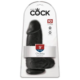 King Cock 9 Chubby - tapadókorongos, herés dildó (23 cm, fekete)