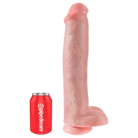 King Cock 15 - tapadókorongos, herés dildó (38cm) - natúr