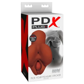 PDX Pick Your Pleasure - 2in1 élethű maszturbátor (barna)