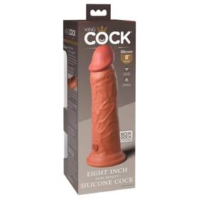King Cock Elite 8 - tapadókorongos dildó (20 cm) - sötét natúr