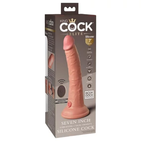 King Cock Elite 7 - tapadókorongos, rádiós vibrátor 18cm - natúr