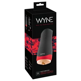 WYNE 01 - akkus, rezgő-szívó, melegítő maszturbátor (fekete)