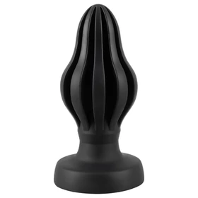 ANOS - bordázott puha butt plug - 7cm (fekete)