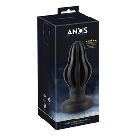 ANOS - bordázott puha butt plug - 7 cm (fekete)